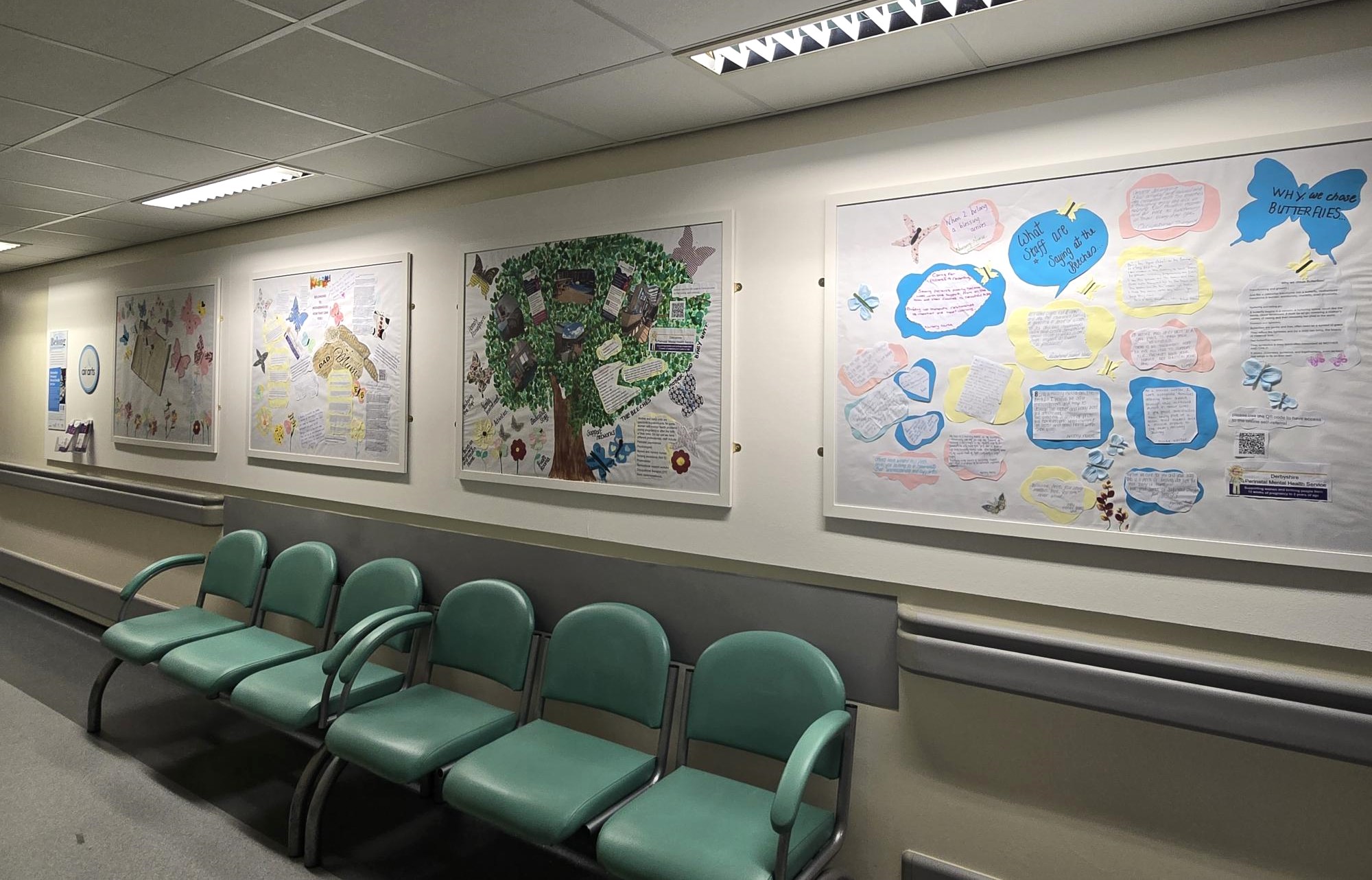 New artwork created by local NHS perinatal mental health team and Derby & Burton Hospital's Charity Air Arts team, displayed at The Royal Derby Hospital